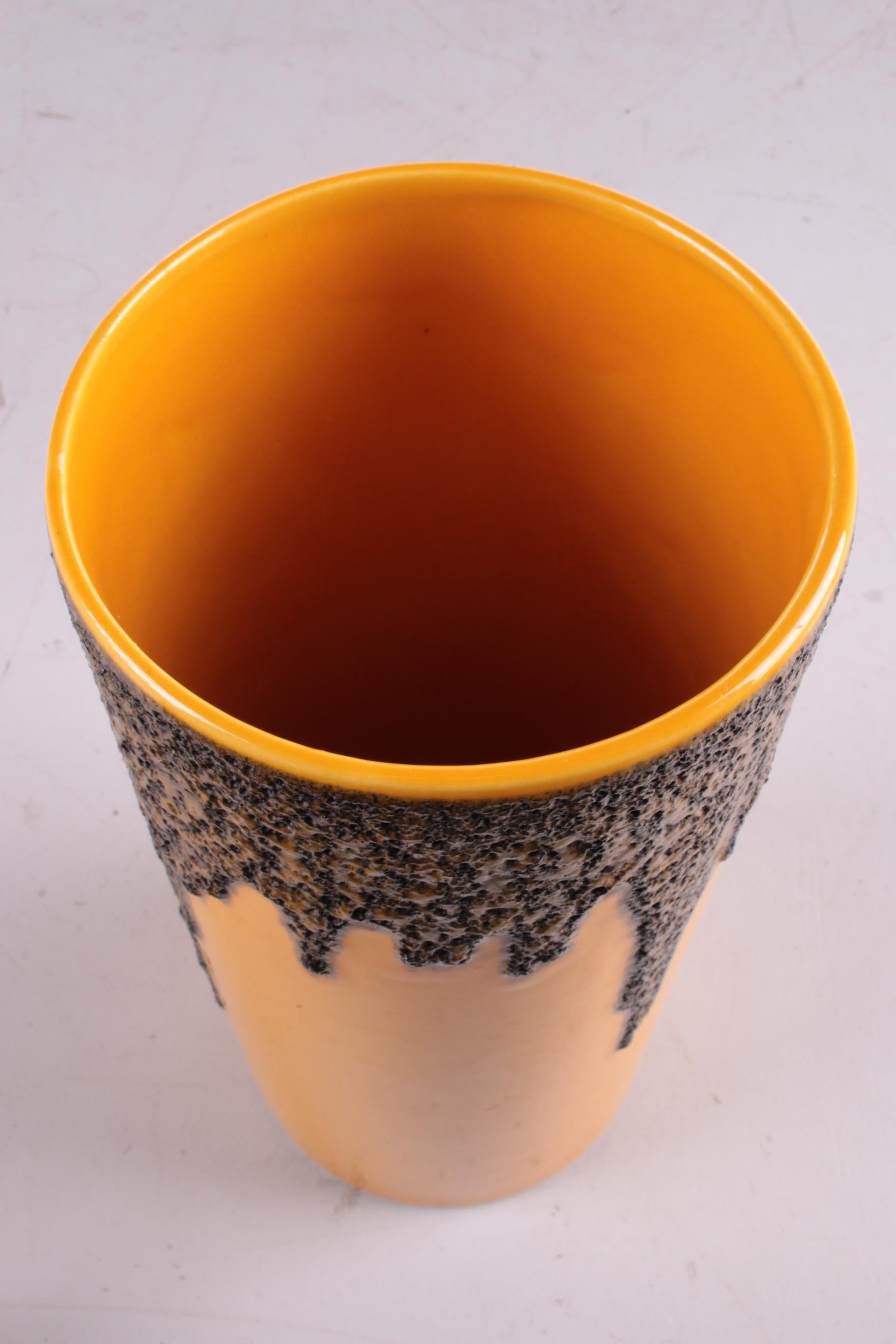 Vintage Yellow Ceramic Fat Lava Vase by Scheurich, 1960s 2