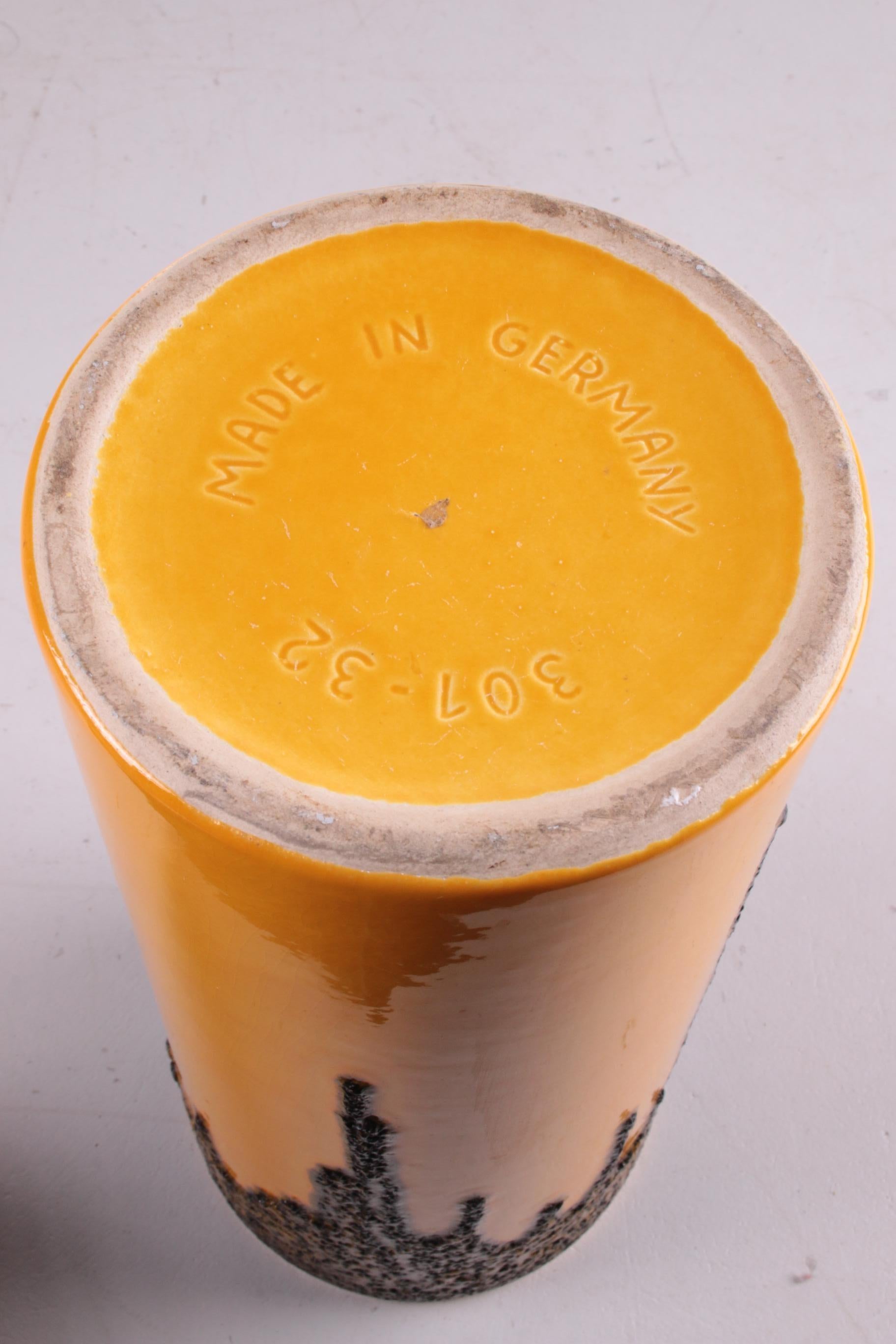 Vintage Yellow Ceramic Fat Lava Vase by Scheurich, 1960s 3
