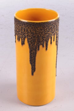 Vintage Yellow Ceramic Fat Lava Vase by Scheurich, 1960s