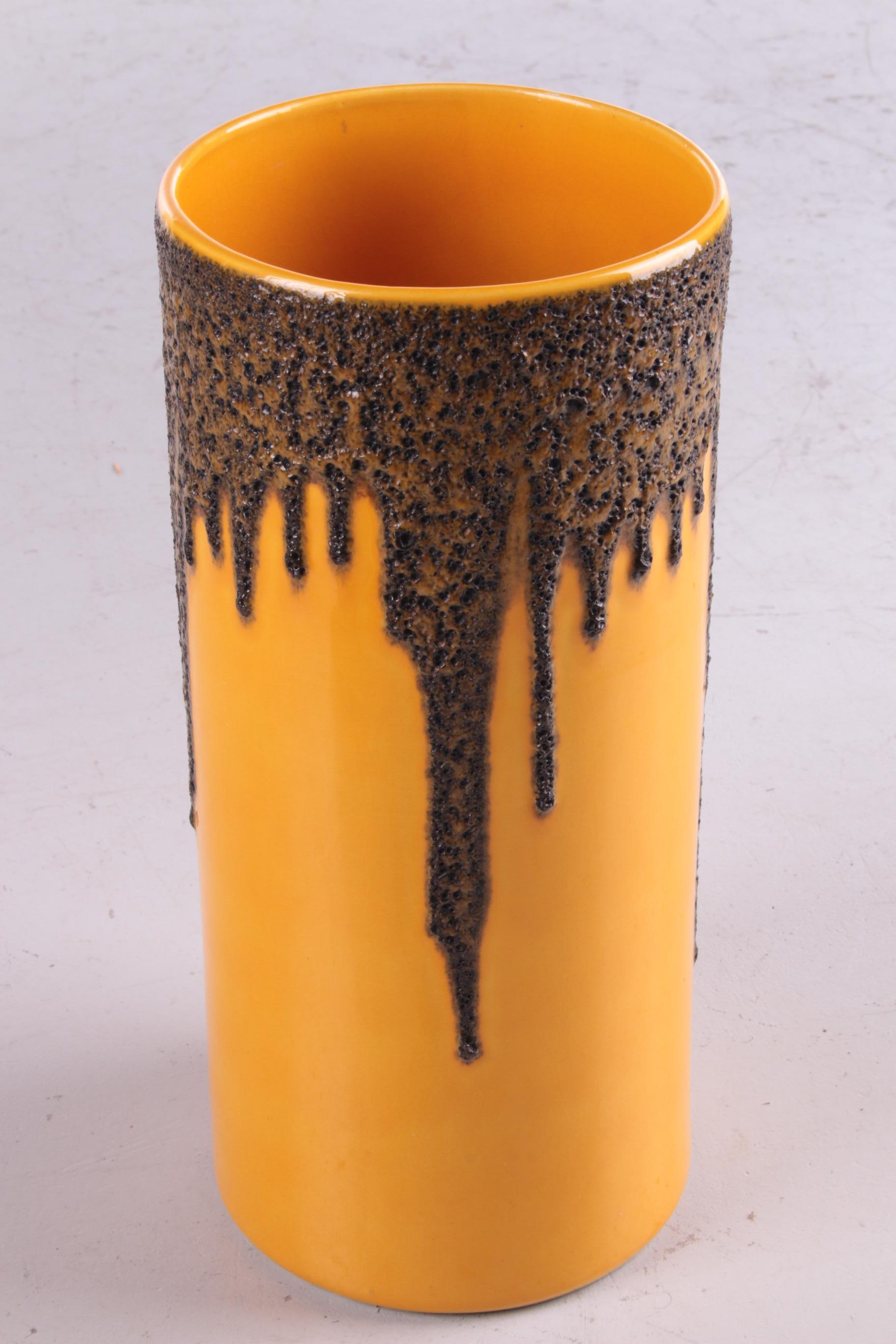Mid-Century Modern Vintage Yellow Ceramic Fat Lava Vase by Scheurich, 1960s
