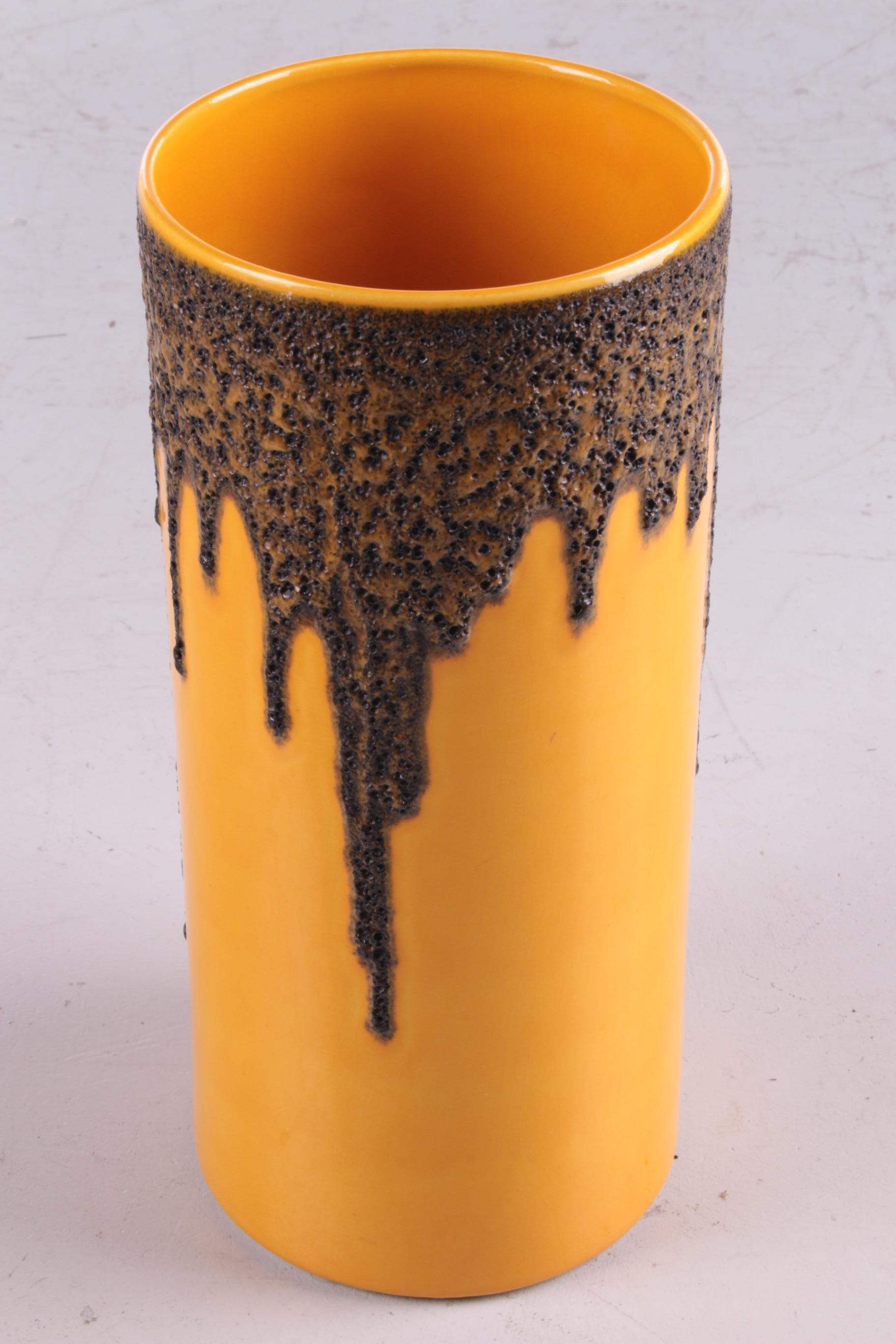 Vintage Yellow Ceramic Fat Lava Vase by Scheurich, 1960s In Good Condition In Oostrum-Venray, NL