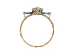 Vintage yellow Ceylon sapphire and diamond ring, circa 1970.