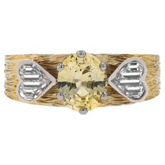 Vintage yellow Ceylon sapphire and diamond ring, circa 1970.