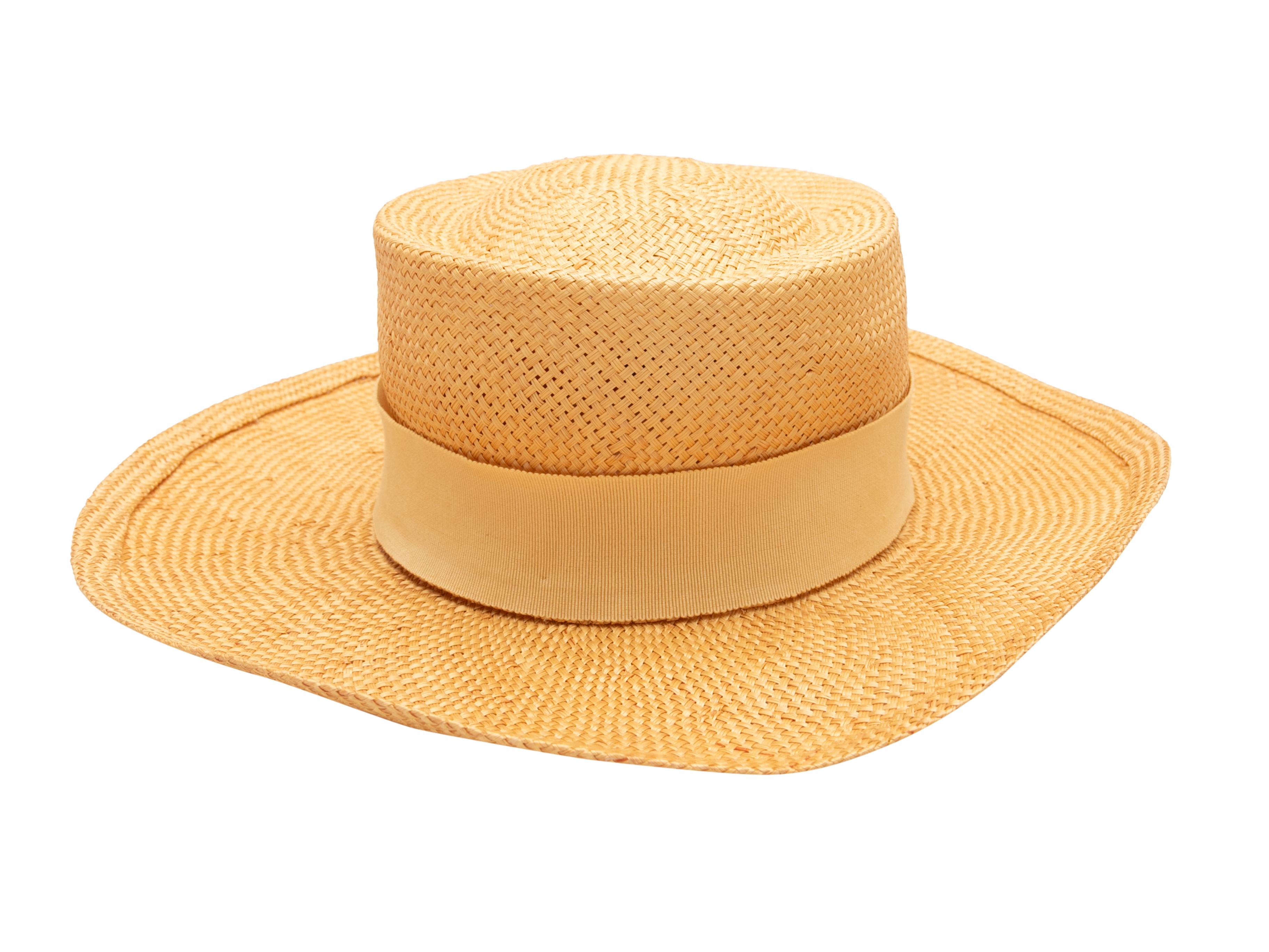 Women's Vintage Yellow Chanel Spring/Summer 1988 Straw Hat Size 57 For Sale