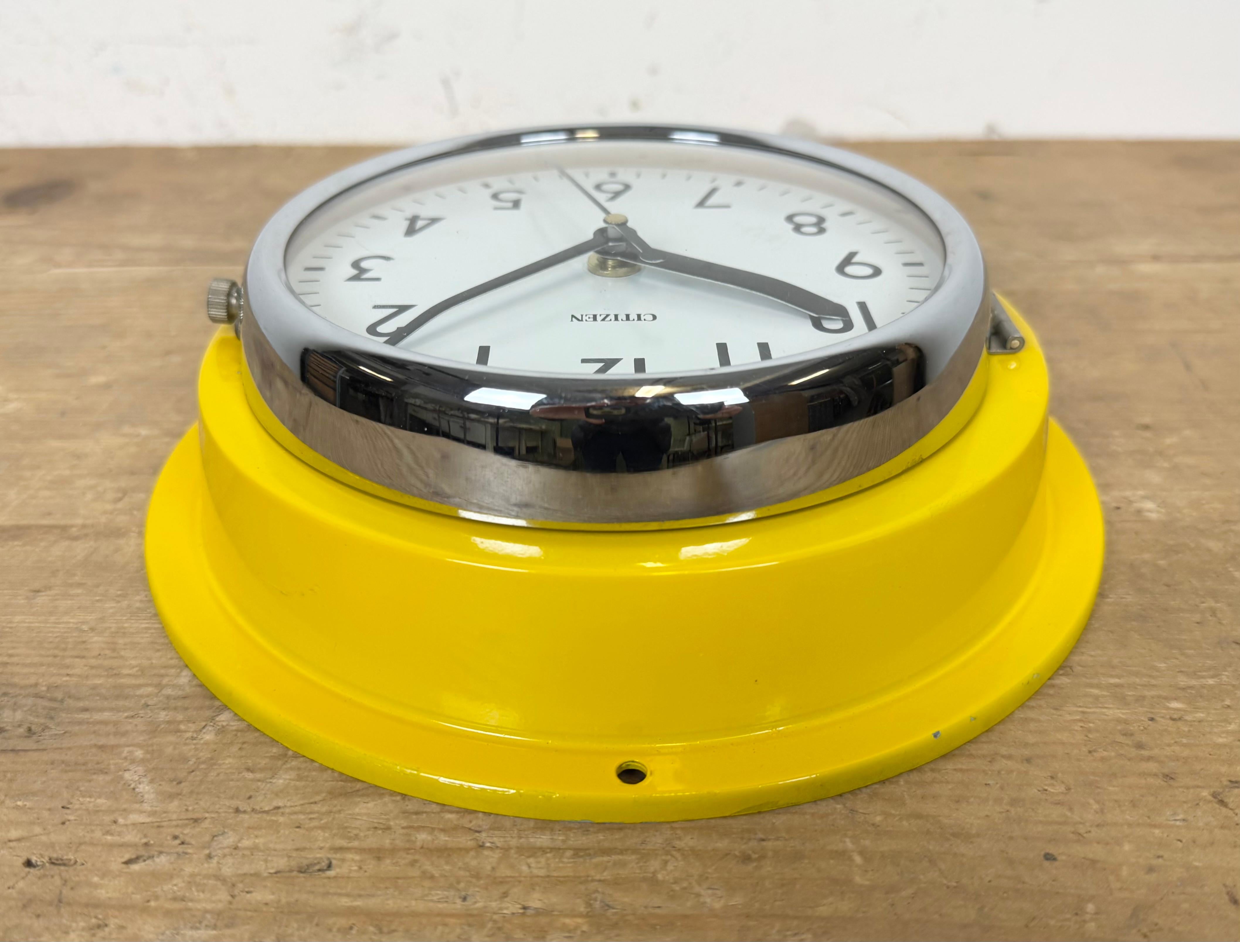 Reloj de Pared Barcos Citizen Amarillo Vintage, Años 70 en venta 6