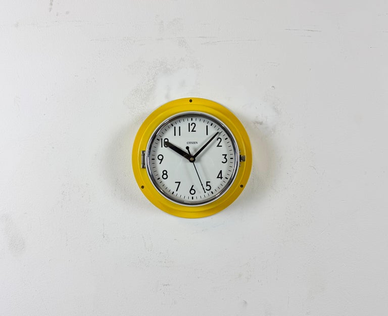 Vintage Yellow Citizen Ships Wall Clock, 1970s at 1stDibs