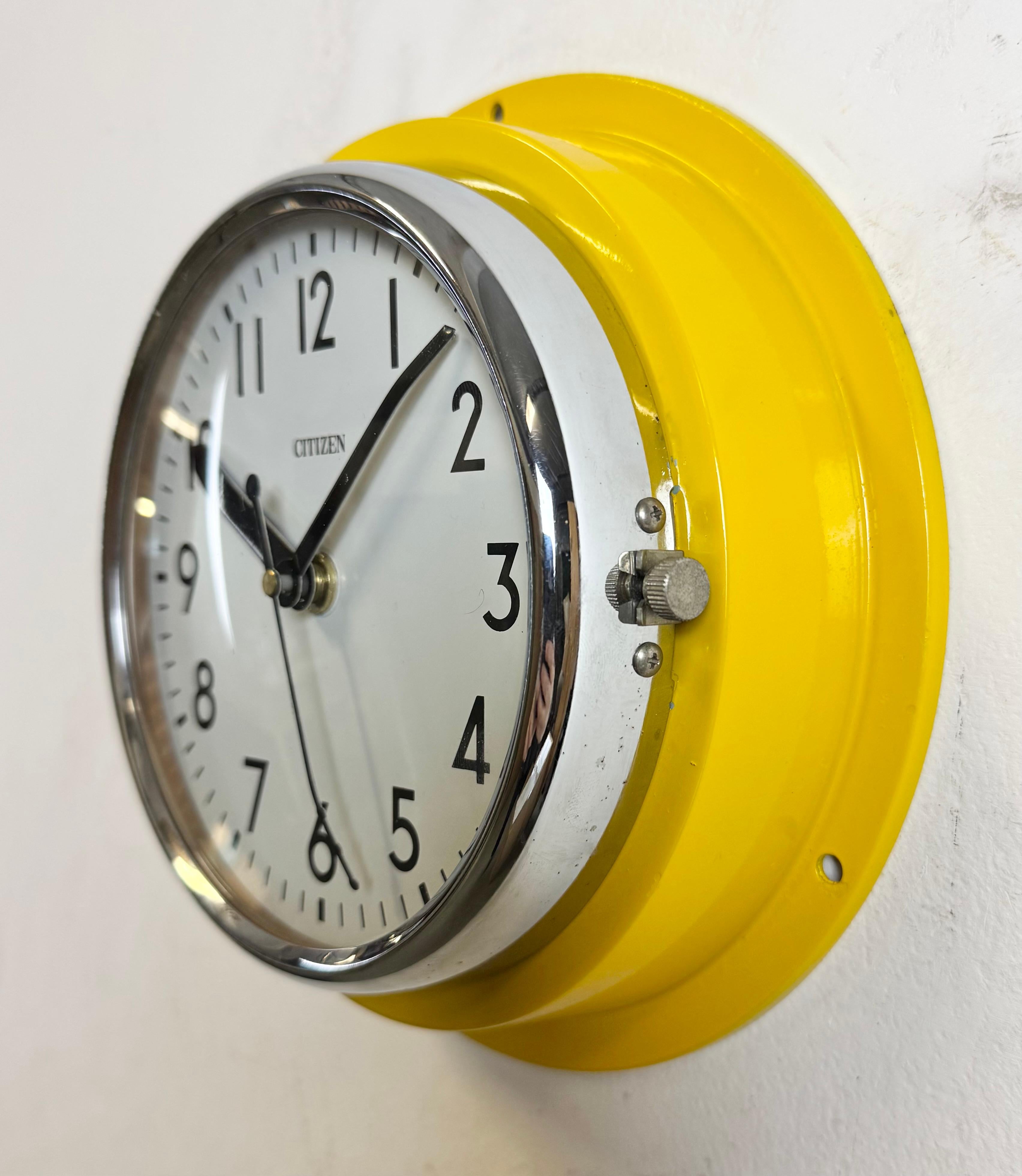 Reloj de Pared Barcos Citizen Amarillo Vintage, Años 70 Japonés en venta