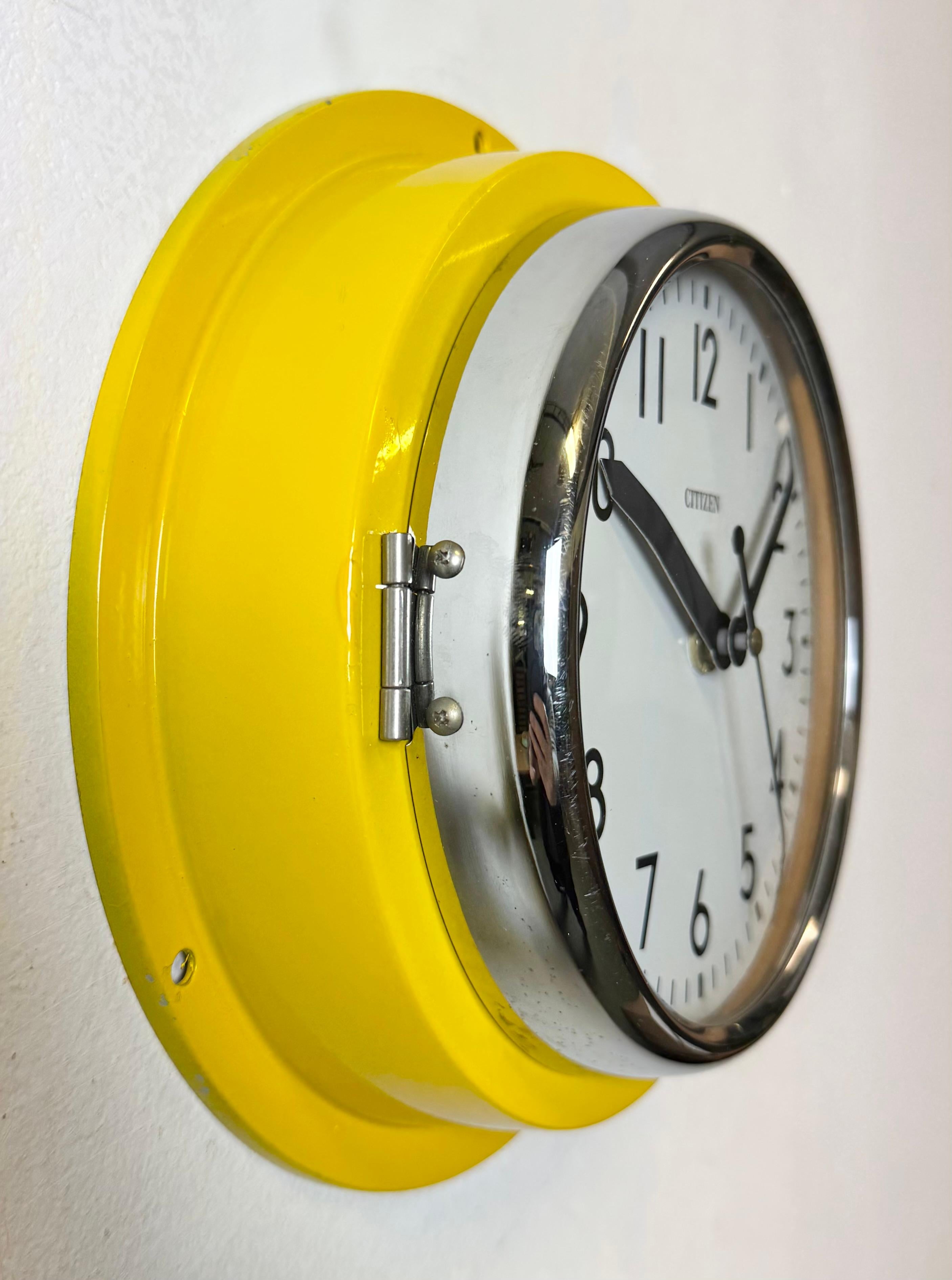 Reloj de Pared Barcos Citizen Amarillo Vintage, Años 70 en Bueno estado para la venta en Kojetice, CZ