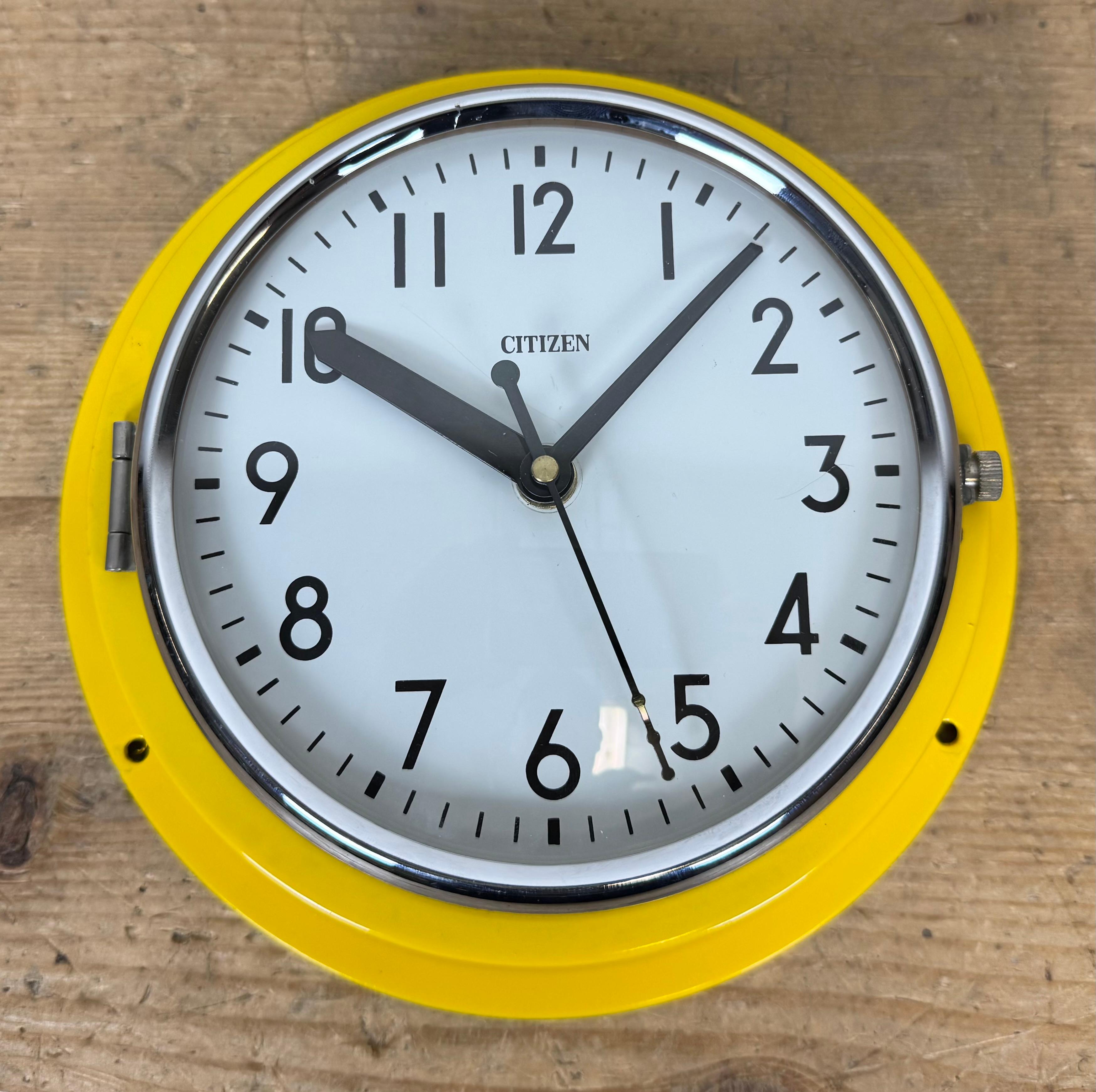 Reloj de Pared Barcos Citizen Amarillo Vintage, Años 70 en venta 2