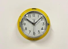 Vintage Yellow Citizen Navy Wall Clock, 1970s