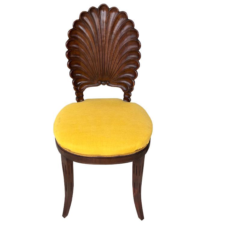 Vintage Yellow Coastal Venetian Carved Shell Grotto Chair - Hollywood Regency 6