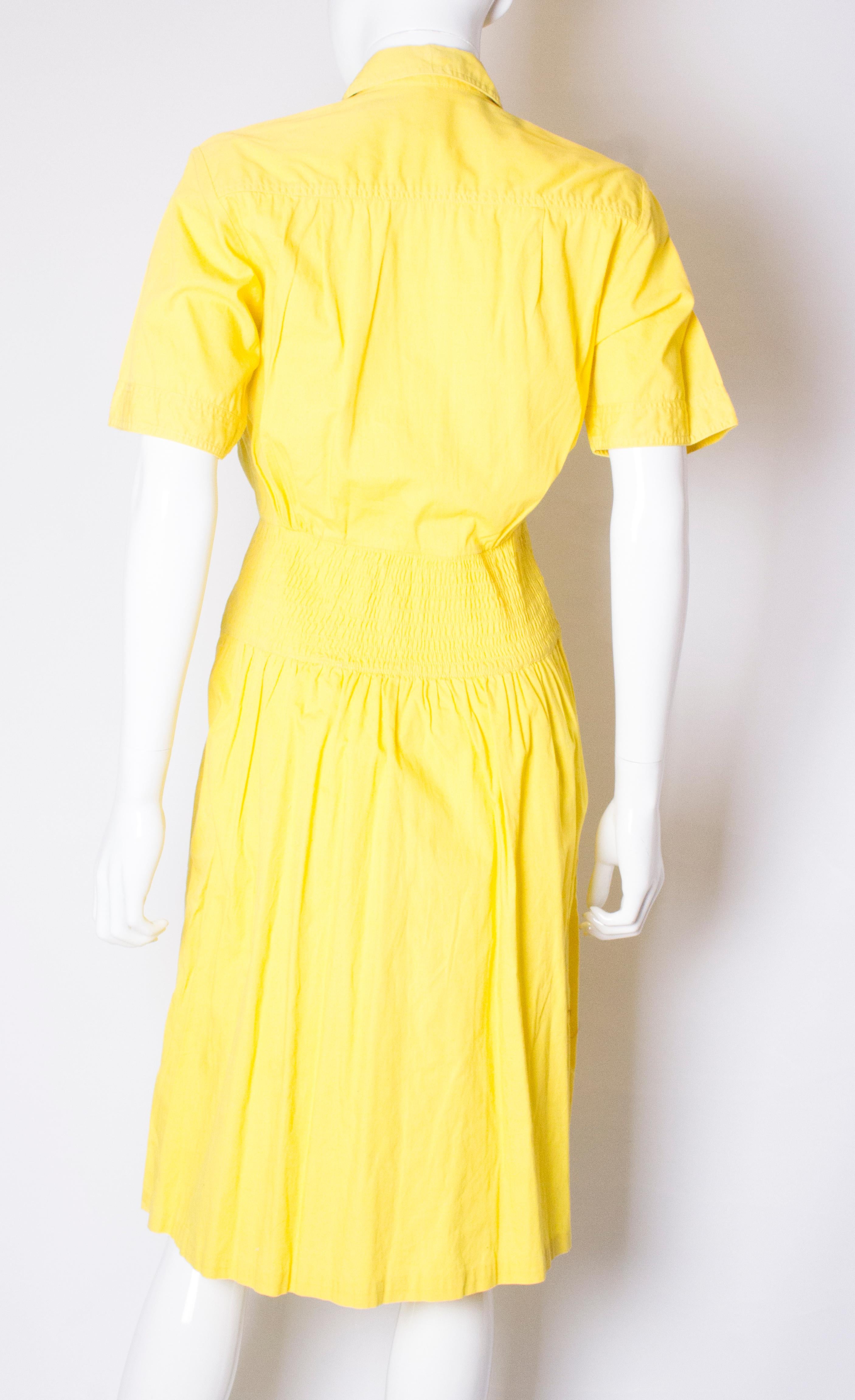 Women's Vintage Yellow Cotton Day Dress For Sale