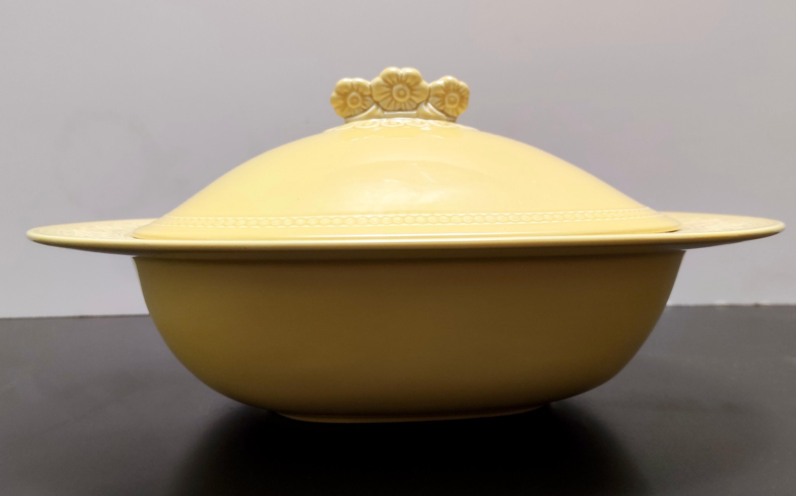 Lacquered Vintage Yellow Earthenware Serving Centerpiece by Antonia Campi for Laveno Italy For Sale