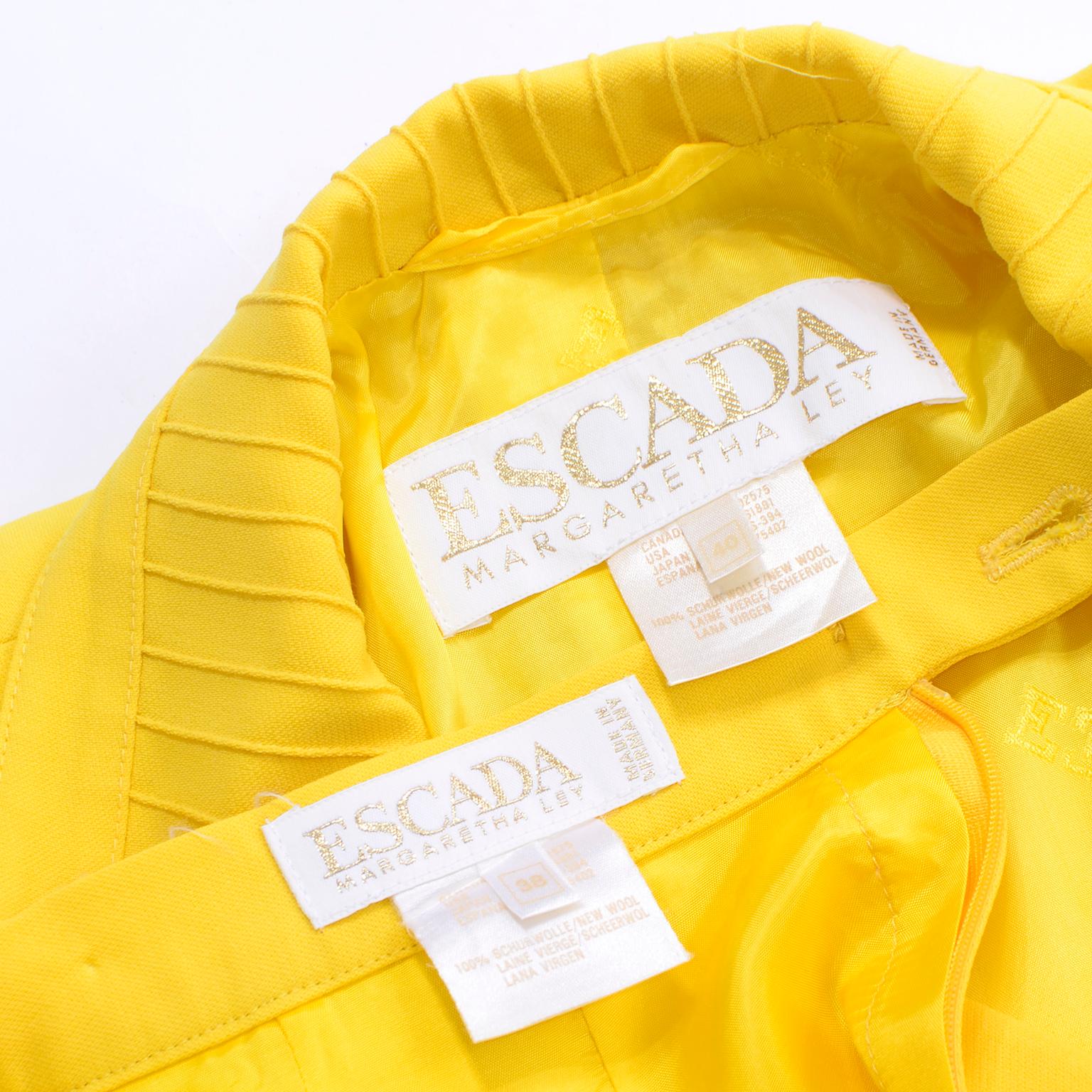 Vintage Yellow Escada Margaretha Ley Skirt & Jacket Suit 7