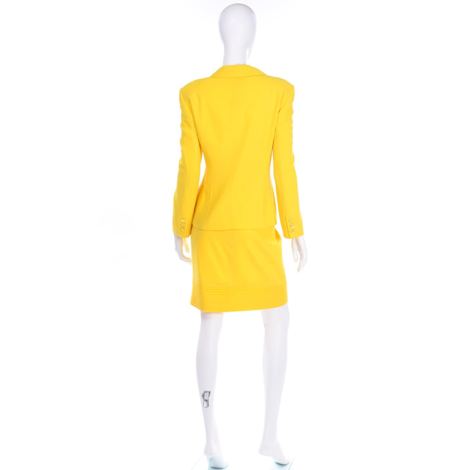 Vintage Yellow Escada Margaretha Ley Skirt & Jacket Suit In Excellent Condition In Portland, OR