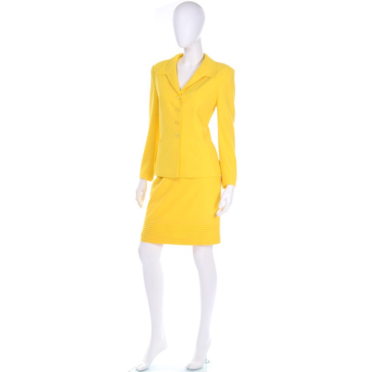 Vintage Yellow Escada Margaretha Ley Skirt and Jacket Suit at 1stDibs