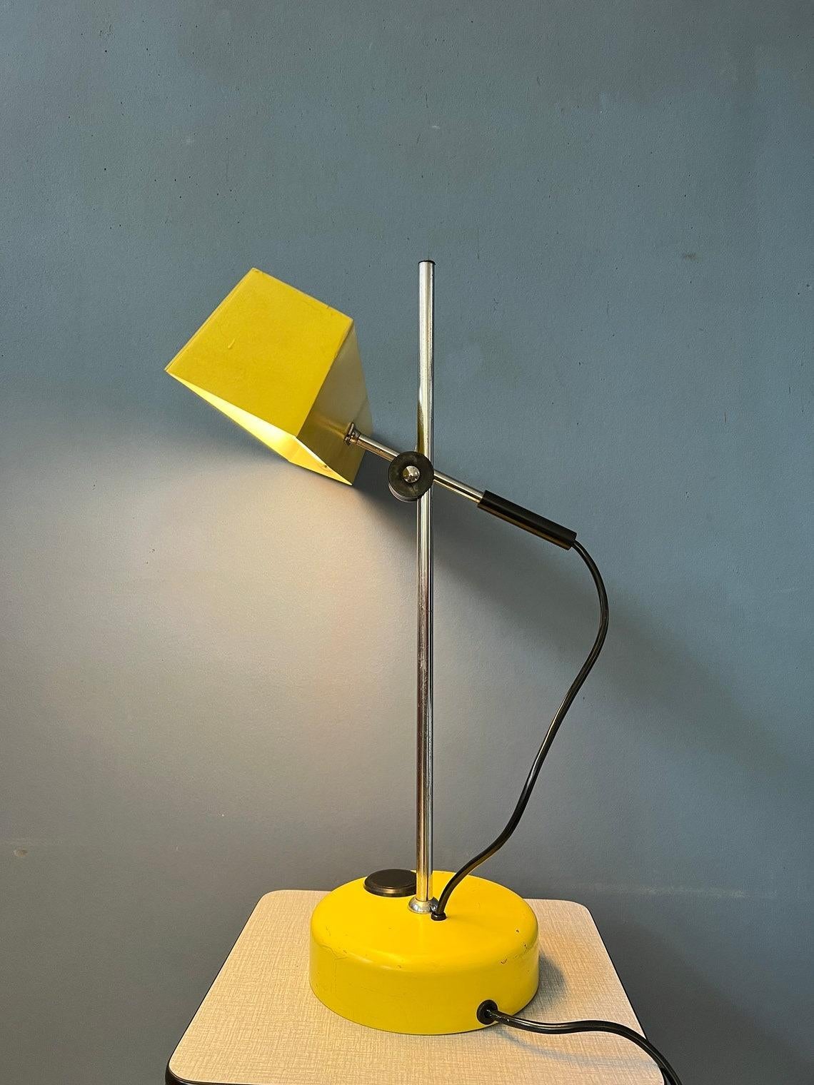 Metal Vintage Yellow Fluorescent Desk Lamp, 1970s For Sale