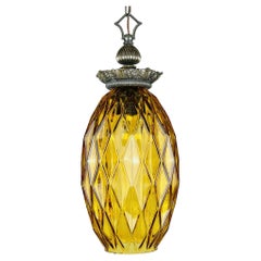 Vintage Yellow Glass Pendant Lamp Italy 70s