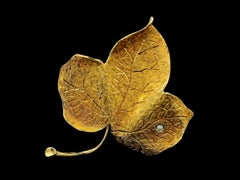 Vintage Gelbgold 0,20ctw Diamant hoch detaillierte Blatt Pin Brosche