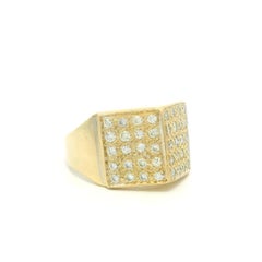 Vintage Yellow Gold 0.25ctw Pave Diamond Pyramid Roof Chevron Ring