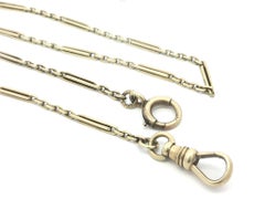 Vintage Yellow Gold 13" Textured Link w/ Beveled Cable Link Watch Chain