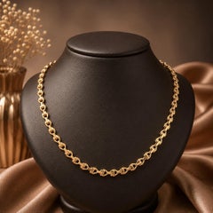 Vintage Yellow Gold 16" Fancy Unique Link Chain Necklace w/ Spring Ring Clasp