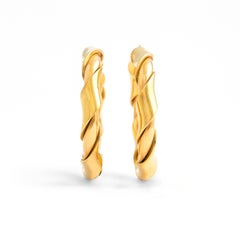 Vintage Yellow Gold 18K Hoops Earrings