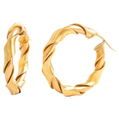 Vintage Yellow Gold 18K Hoops Earrings
