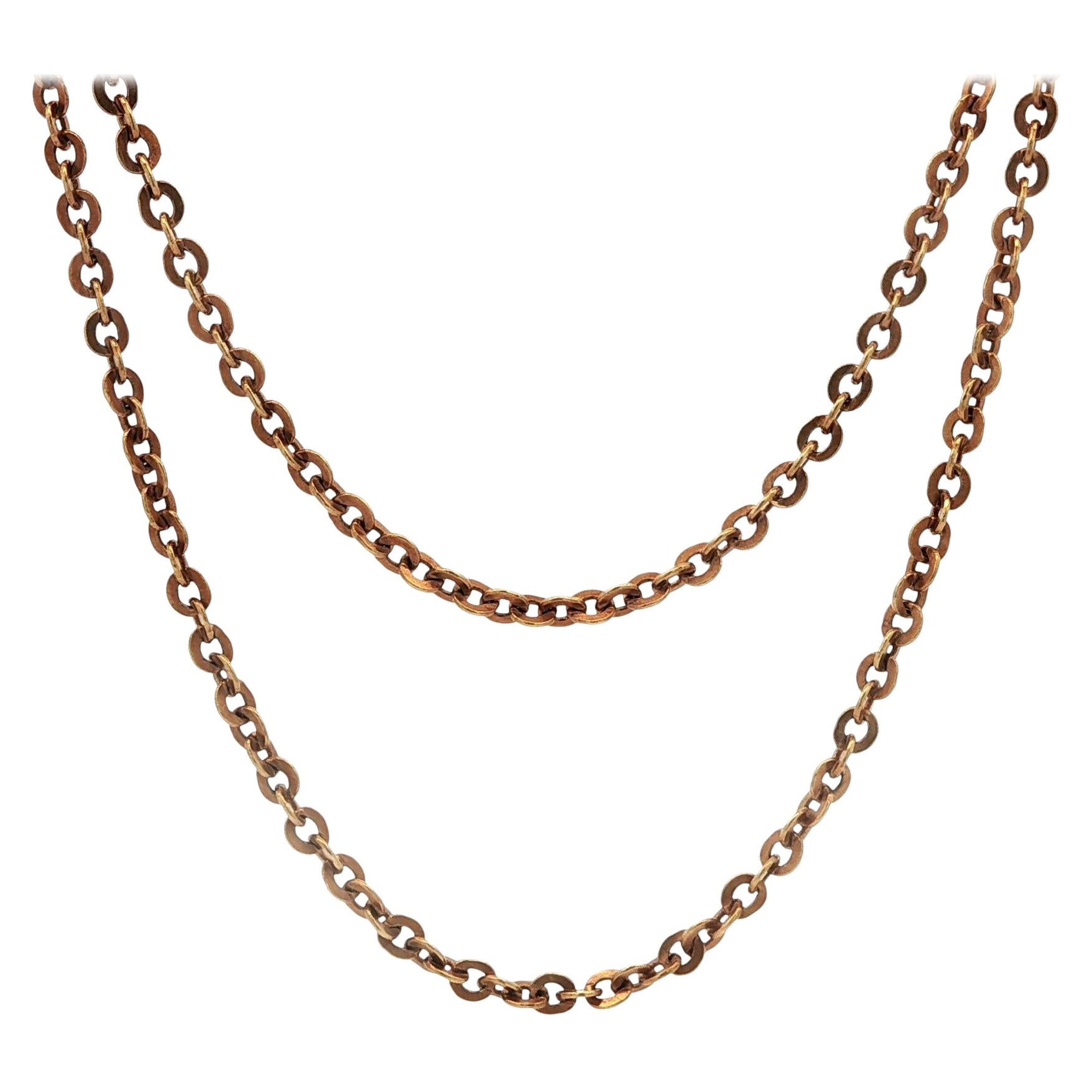 Collar de cadena de eslabones de oro amarillo vintage de 21,5" con cierre de gancho de hermana