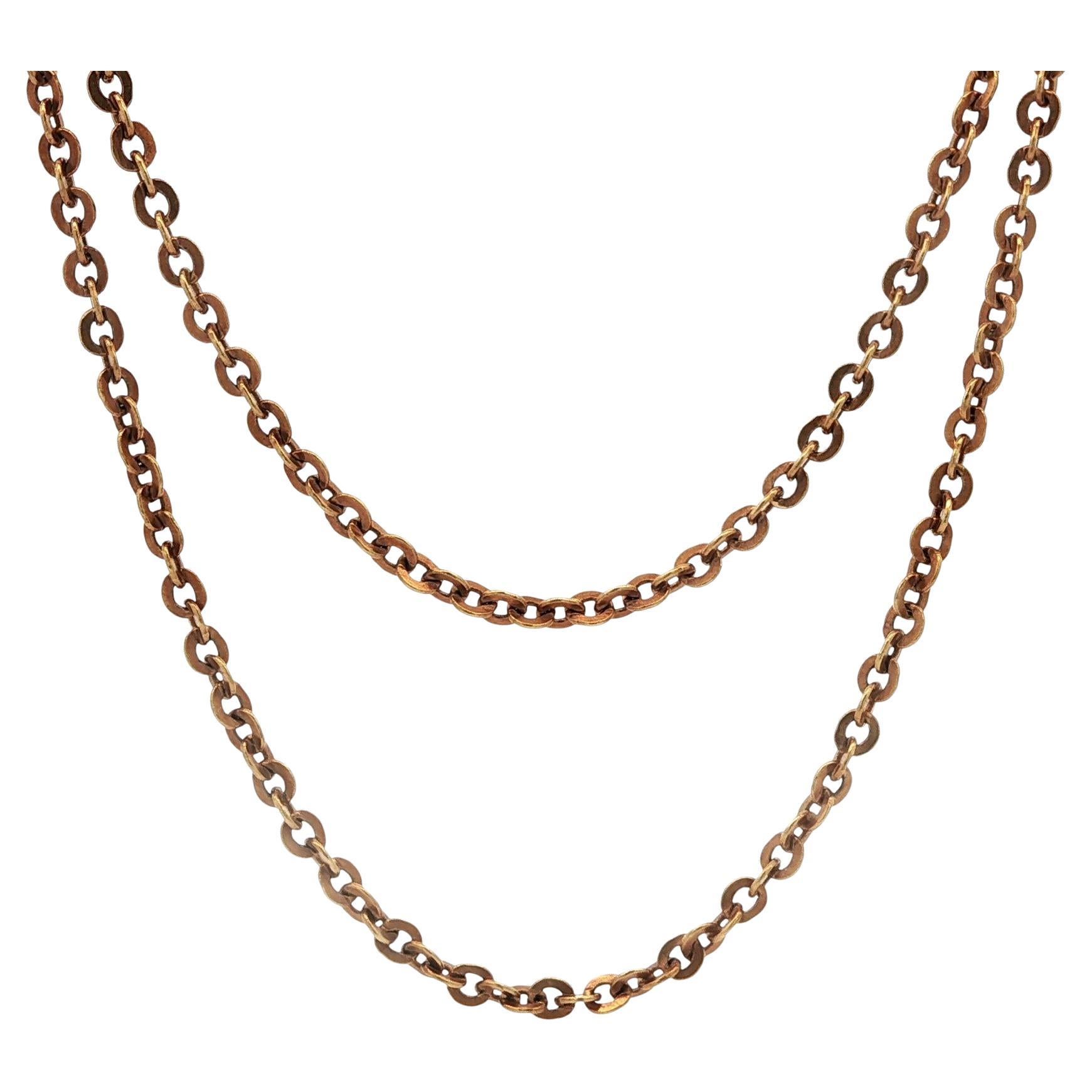 Vintage Yellow Gold 21.5" Cable Link Chain Necklace w/ Sister Hook Clasp