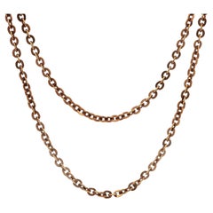 Vintage Yellow Gold 21.5" Cable Link Chain Necklace w/ Sister Hook Clasp