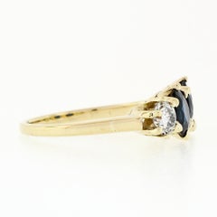 Vintage Yellow Gold 2.16ctw 6 Prong Round Blue Sapphire & Diamond Band Ring