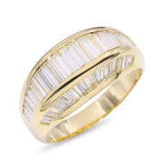Vintage Yellow Gold 2.32ctw Diamond Baguette Statement Ring