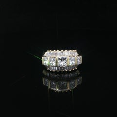 Vintage Yellow Gold 2.76ctw Channel Bar Set Diamond Wide Band Ring