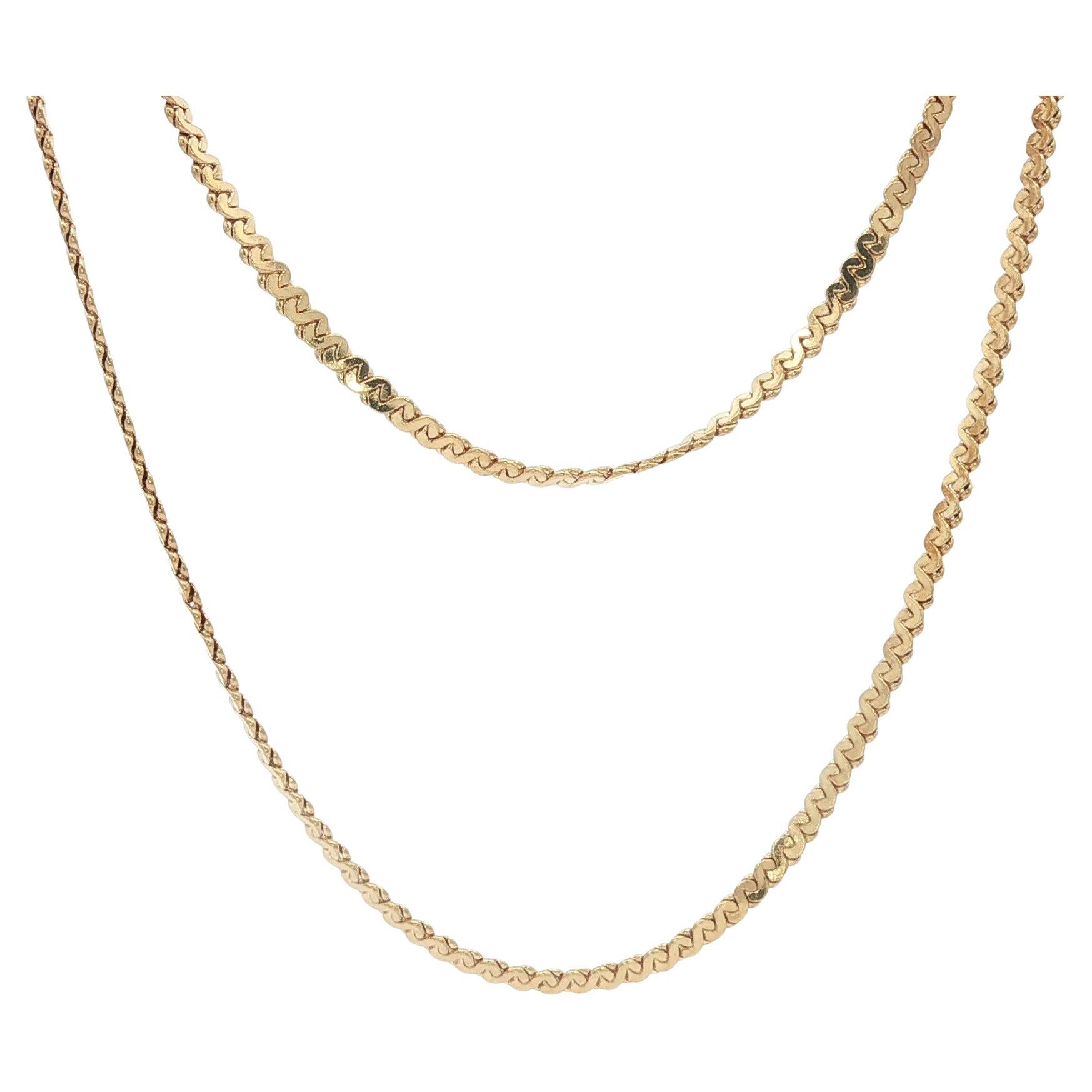 Vintage Yellow Gold 28" Long S Link Chain Necklace w/ Spring Ring Clasp