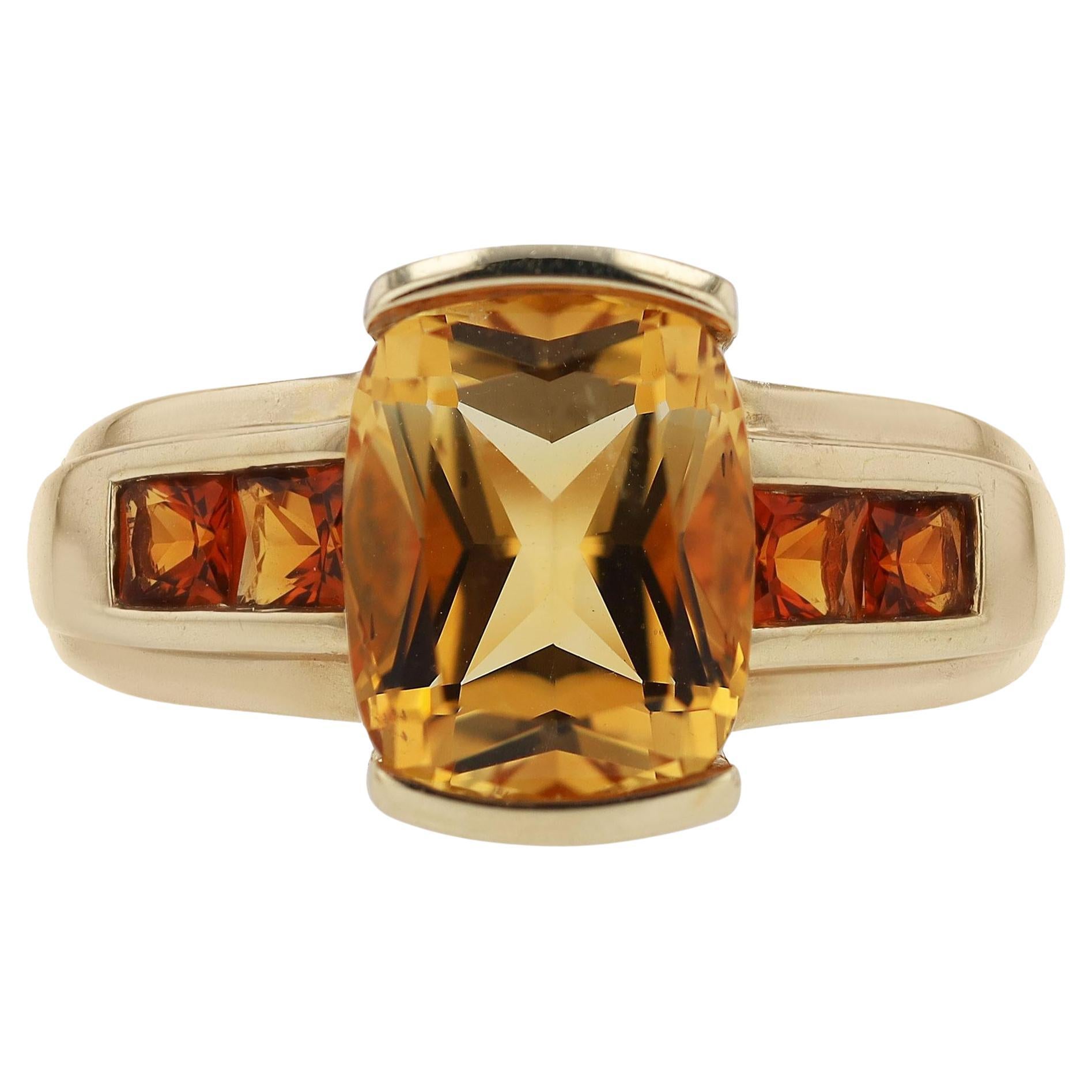 Vintage Yellow Gold 2.85 Carat Citrine Ring