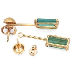 Vintage Yellow Gold 2.98tcw Green Tourmaline Drop Jacket Earrings