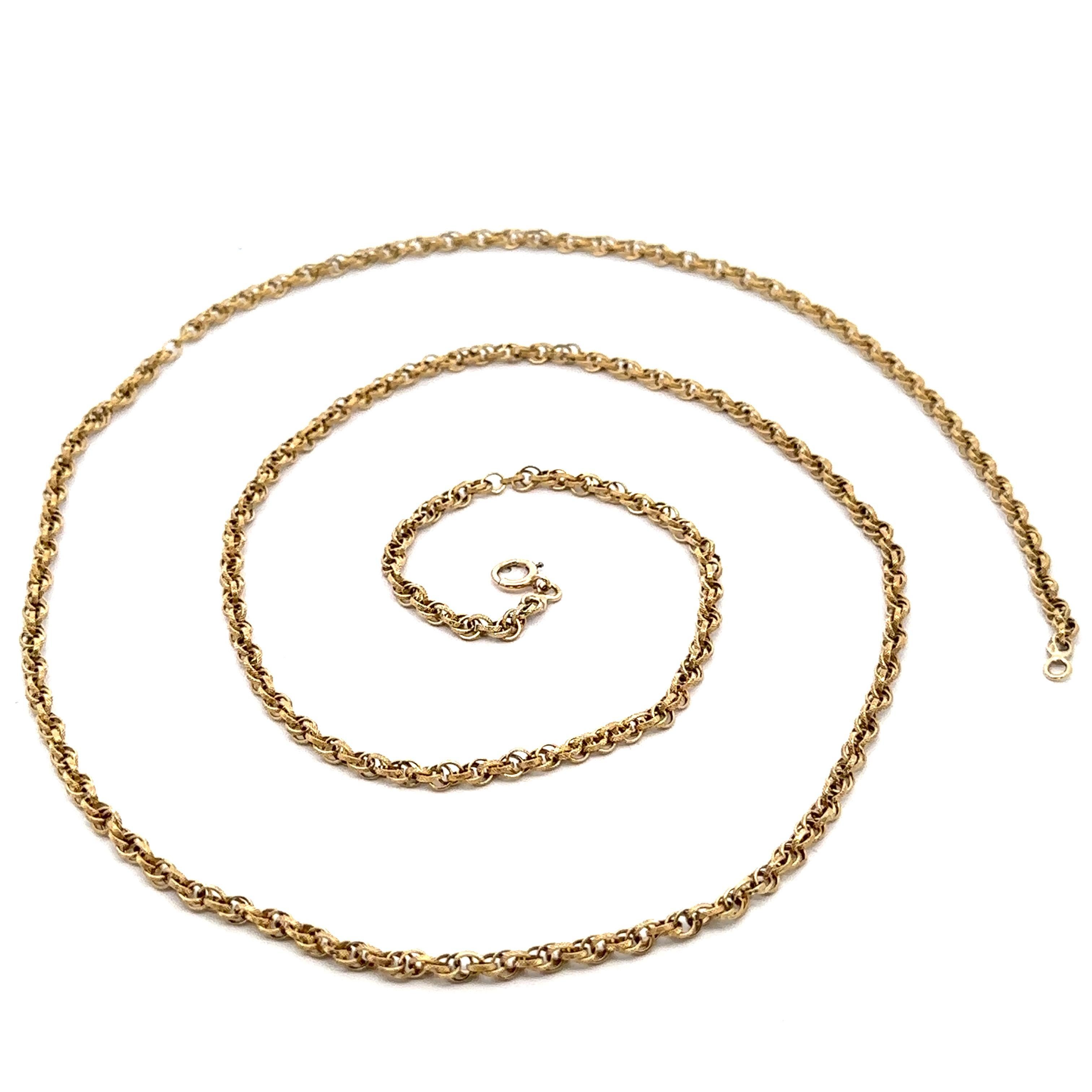 da uomo o donna Collana d'epoca in oro giallo a doppio cavo intrecciato lunga 30