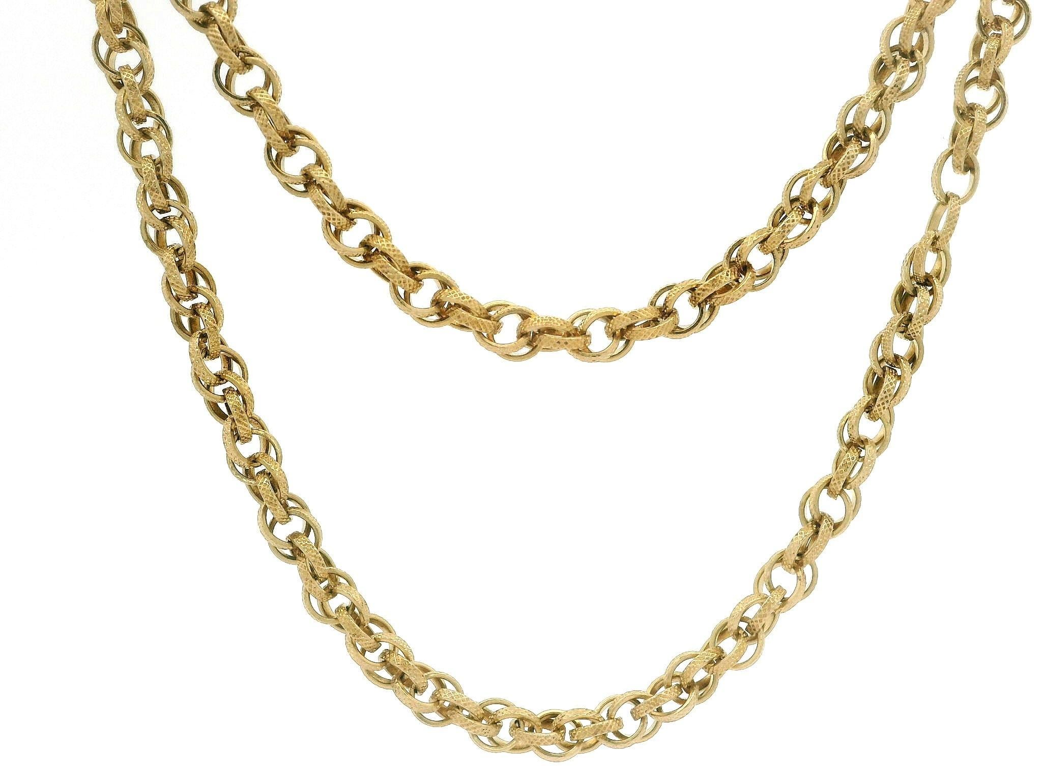 Collana d'epoca in oro giallo a doppio cavo intrecciato lunga 30