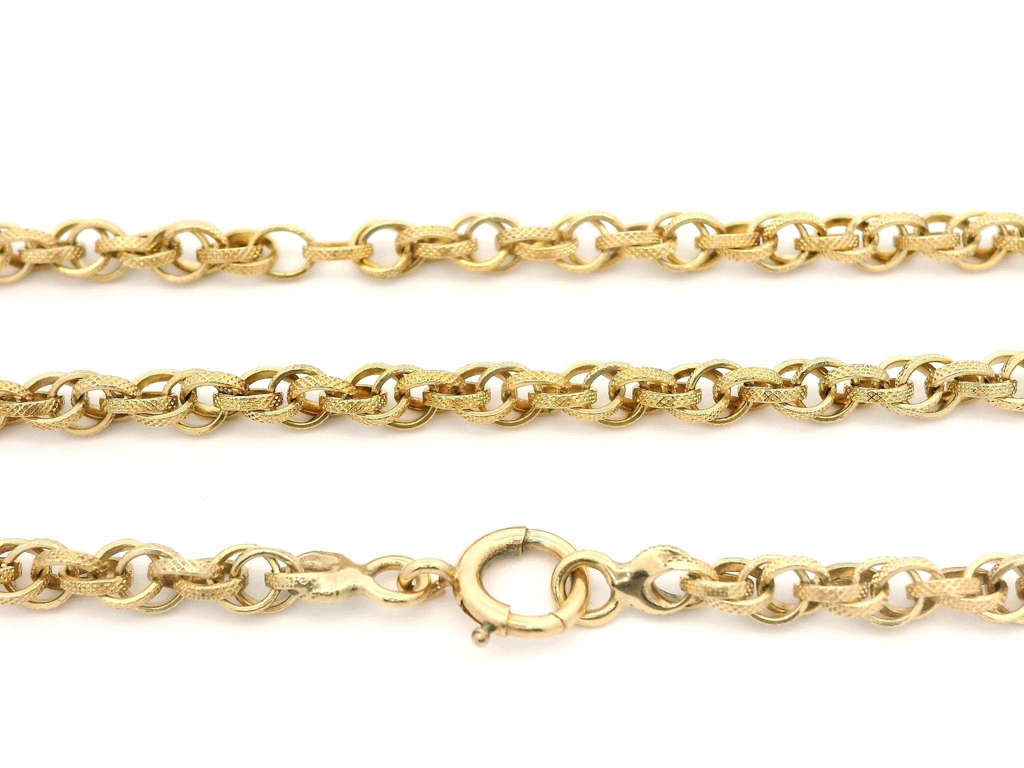 Collana d'epoca in oro giallo a doppio cavo intrecciato lunga 30