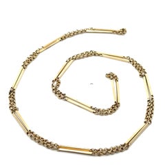 Vintage Gelbgold 32" Double Cable Link w / Bar Abschnitte Slip On Kette Halskette