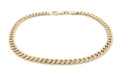 Vintage Yellow Gold 3.9mm Curb Cuban Link Chain Bracelet 8.5" Lobster Clasp