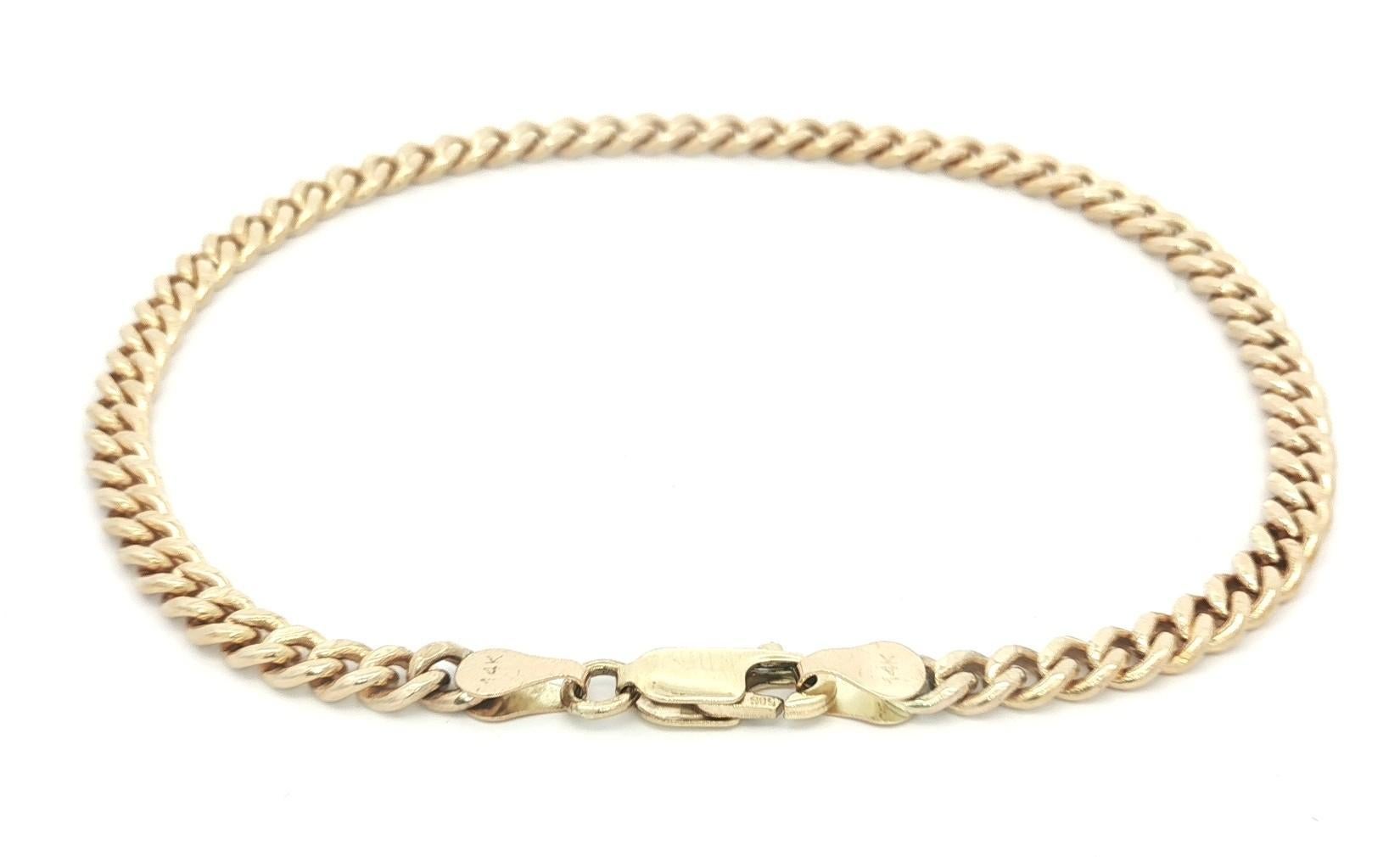 Pulsera de cadena de eslabones cubanos de 3,9 mm de oro amarillo vintage 8,5