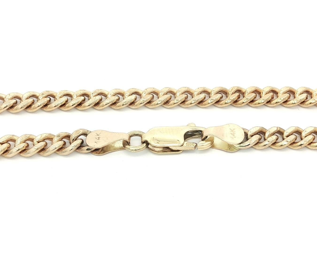 Femenino o masculino Pulsera de cadena de eslabones cubanos de 3,9 mm de oro amarillo vintage 8,5