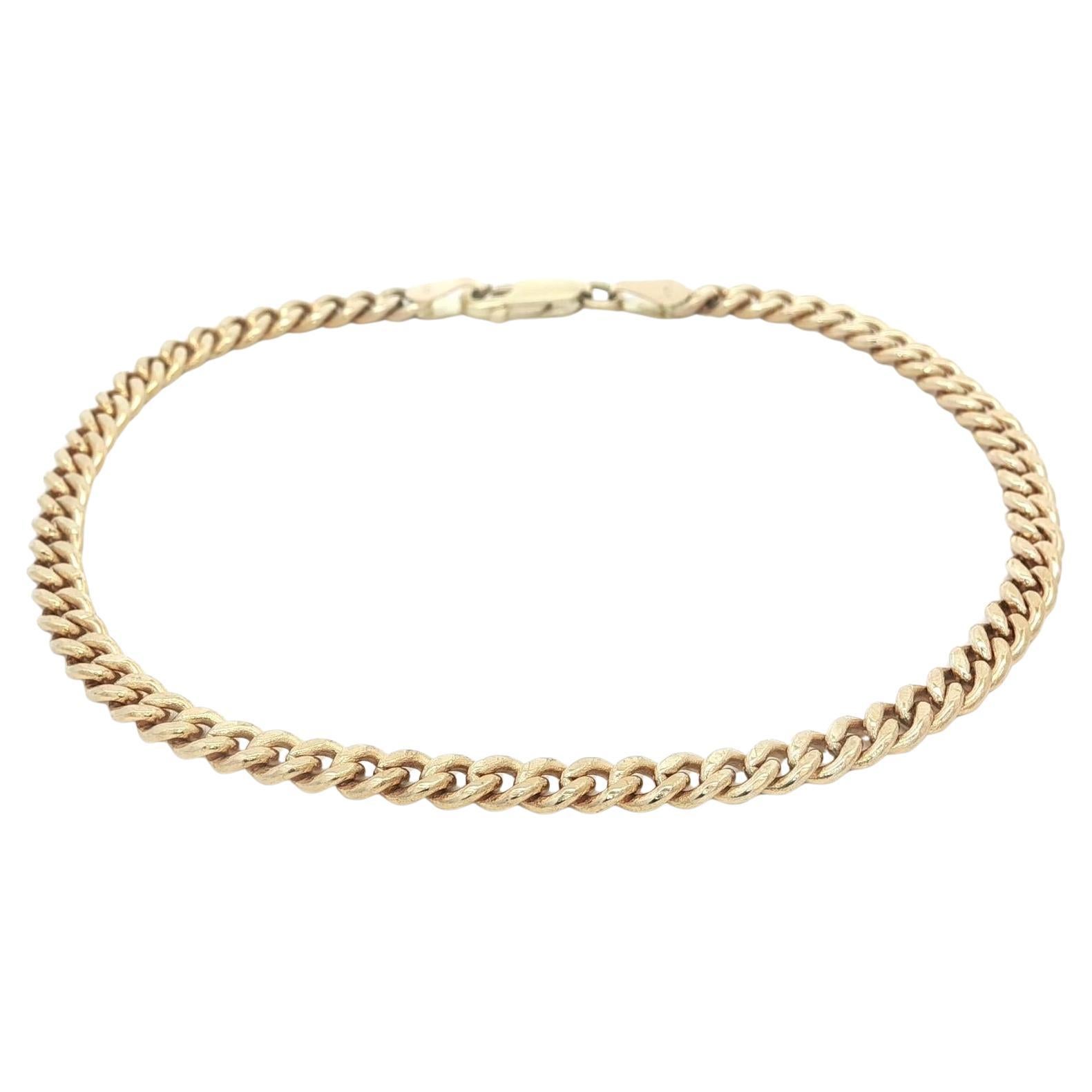 Vintage Yellow Gold 3.9mm Curb Cuban Link Chain Bracelet 8.5" Lobster Clasp