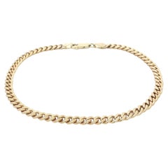 Vintage Yellow Gold 3.9mm Curb Cuban Link Chain Bracelet 8.5" Lobster Clasp