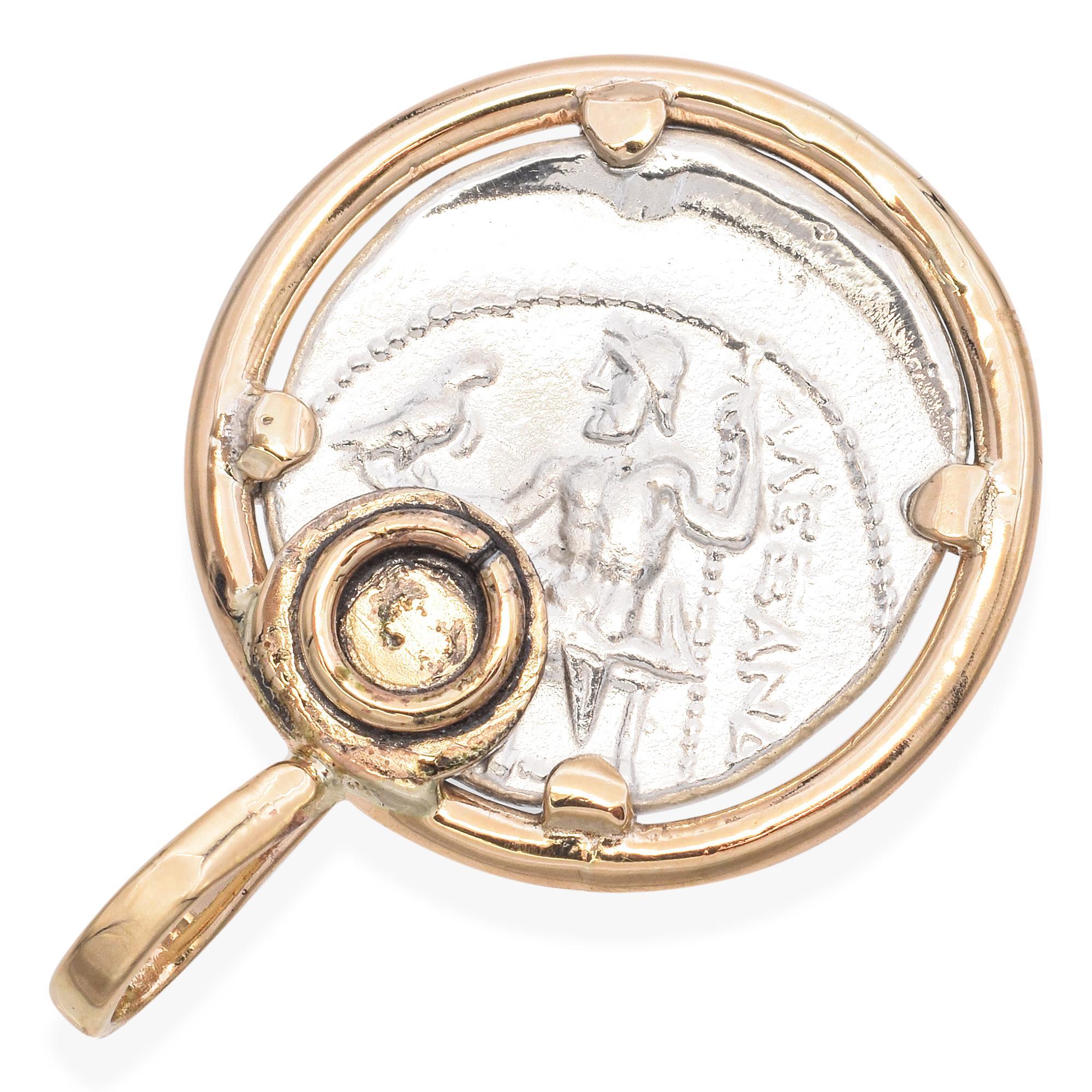Donna Ciondolo con moneta d'argento d'oro giallo d'epoca di Alexander il Grande in vendita