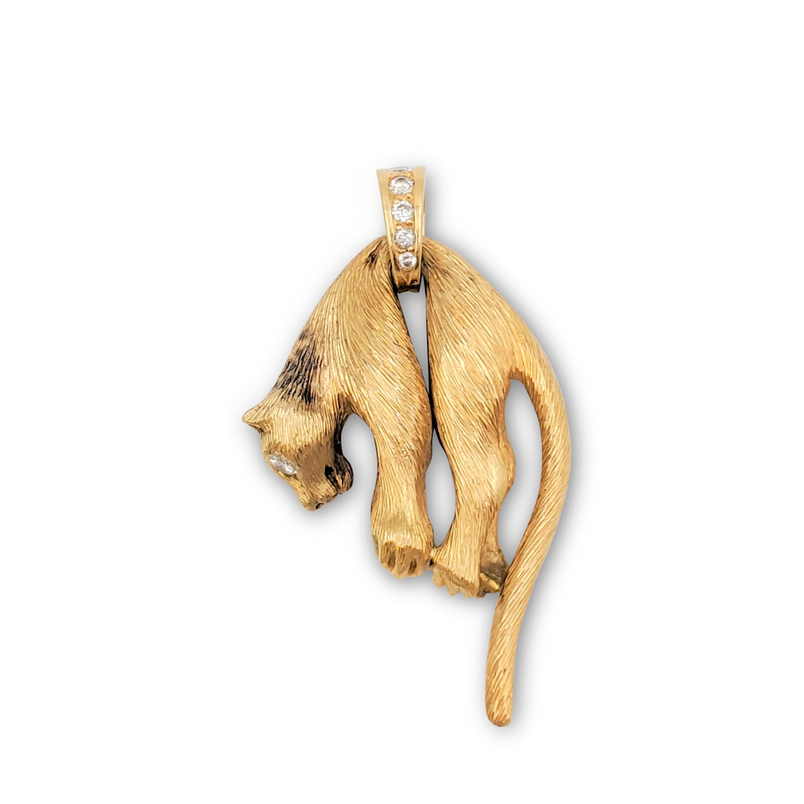 Vintage Yellow Gold and Diamond Panther Pendant 1