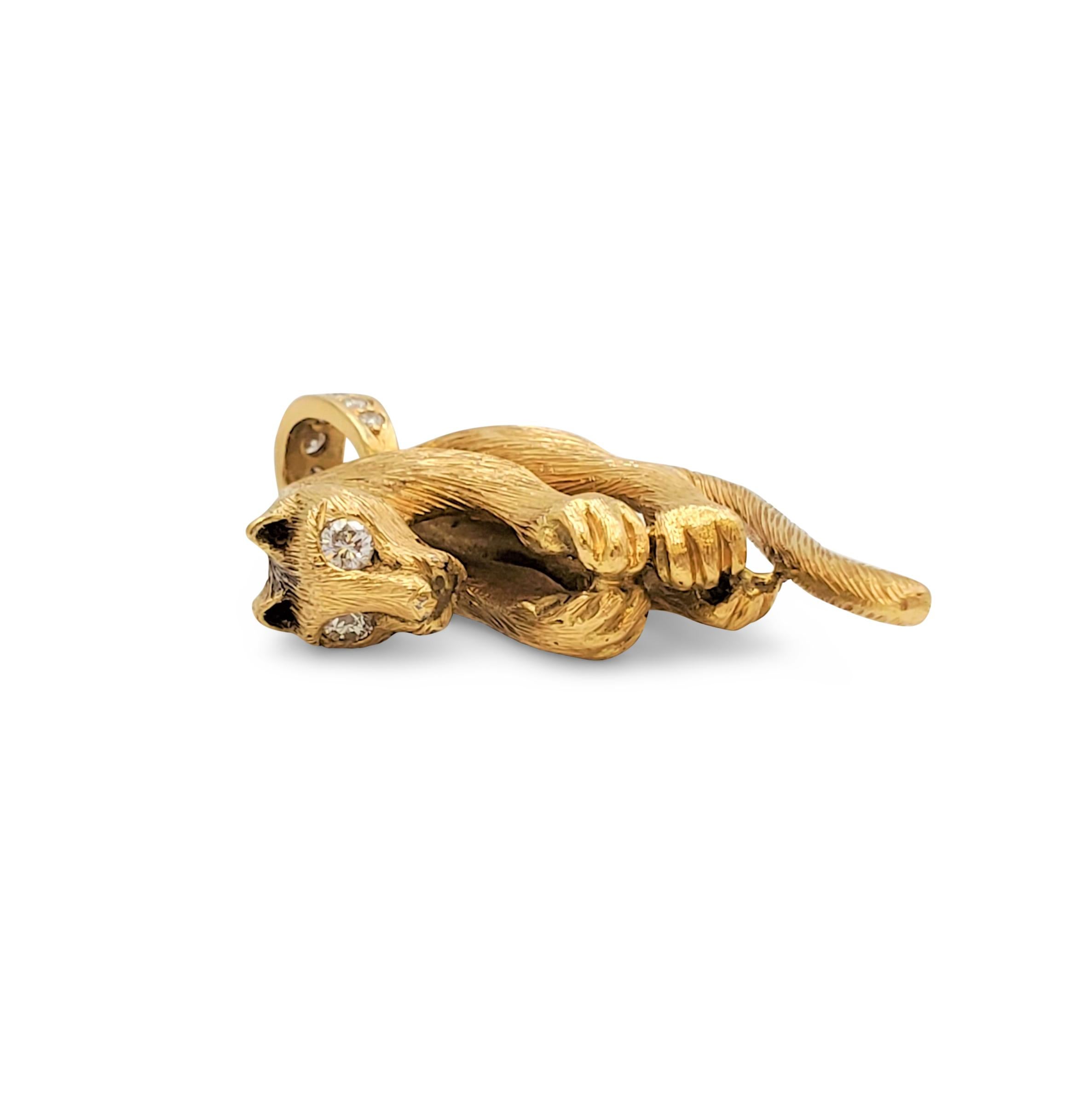 Vintage Yellow Gold and Diamond Panther Pendant 2