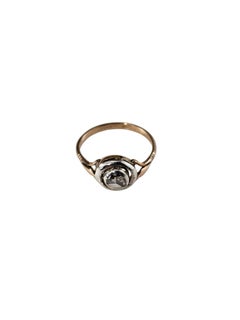 Vintage Yellow Gold and Sterling Silver Point Cut Diamond Ring Size 7.25 #25446